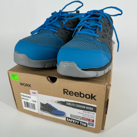 NEW Reebok Work Shoes MENS Blue Gray Lace Up Alloy Toe RB4040 SIZE 10 W